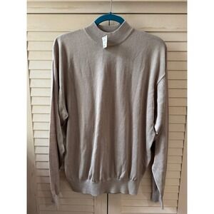 Baracuta Men's Mock Neck Sweater – Beige, Size Large
